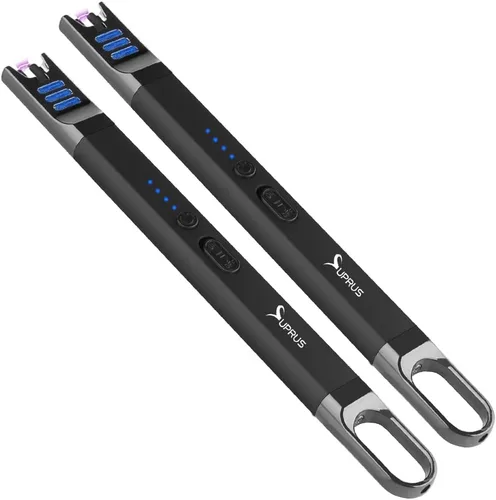 Vista 12 de SUPRUS Encendedor eléctrico de arco para velas, resistente al viento, sin llama, recargable por USB, con luz LED, para velas, camping, barbacoa