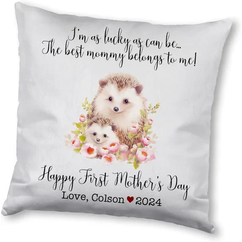 Vista 5 de Hedgehogs Mothers Day, First Mother's Day Custom Pillowcase, Personalized Mother's Day Pillowcase, Gift for Mom, Home Decor