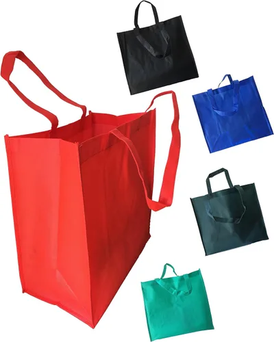Vista 4 de (Juego de 12) 12 Pack- Barato no tejido grandes promocionales bolsas de comestibles (negro)