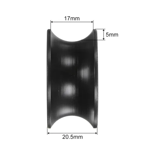 Vista 3 de uxcell 4 unids U tipo polea de ranura guía de nylon negro rodamiento 0.315x1.575x0.807 in U ranura rodillo rueda para puerta ventana o unidad