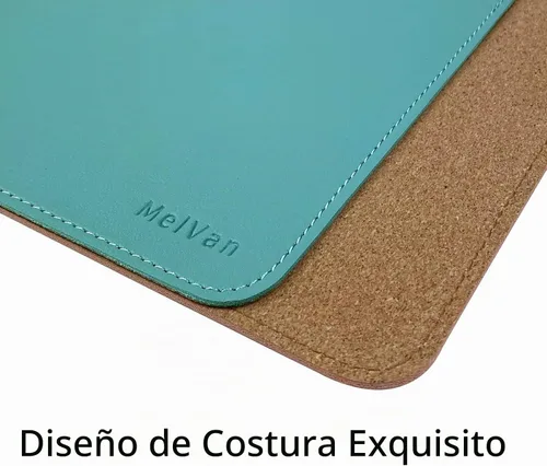 Vista 4 de MelVan Alfombrilla de mouse de piel sintética con borde cosido, alfombrilla de mouse de madera, alfombrilla de mouse impermeable para computadoras