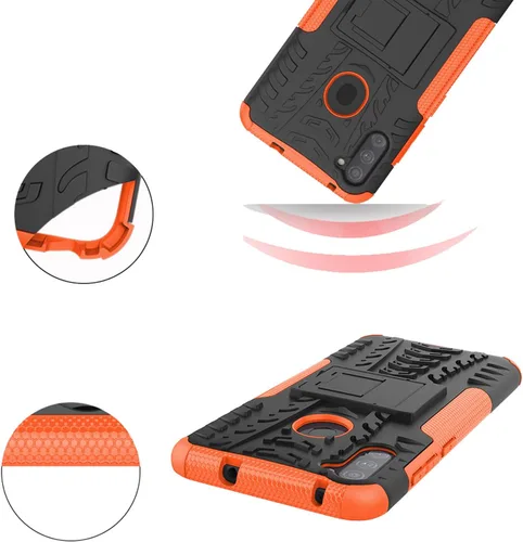 Vista 5 de Asuwish Funda de teléfono para Samsung Galaxy A11/M11 con protector de pantalla de vidrio templado y soporte delgado, funda protectora híbrida