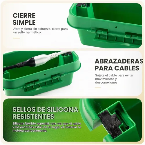 Vista 6 de SOCKiTBOX – La caja de conexión original resistente a la intemperie – Caja de cable de alimentación eléctrica para interiores y exteriores para Verde