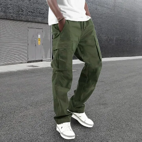 Vista 2 de Pantalones cargo para hombre, holgados, pantalones cargo para hombre, pantalones deportivos casuales, pantalones atléticos, holgados, rectos