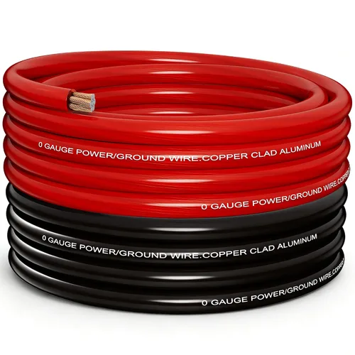 Vista 10 de 40FT 1/0 Battery Cable CCA,0 Gauge Wire with lugs for Amp,Winch,Automotive 40 pies + 20 lengüetas