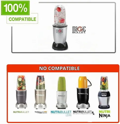 Vista 5 de Piezas de repuesto compatibles con Magic Bullet serie MB1001 de 250 W – Juego de accesorios de repuesto para licuadora prémium