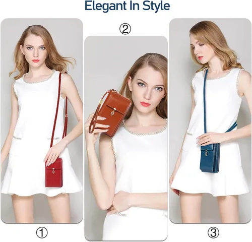 Vista 5 de HUANLANG Bolsos cruzados pequeños para teléfono celular de cuero para mujer