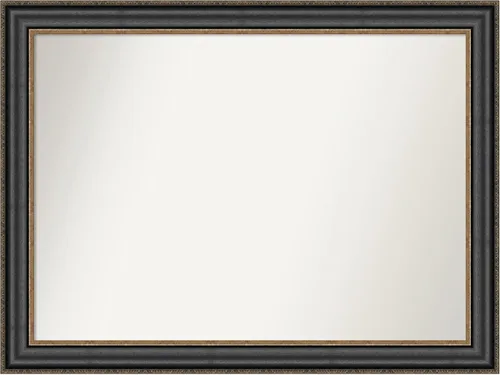 Vista 180 de Amanti Art Espejo personalizado, espejo de baño negro puente, espejo de pared o espejo de tocador de baño sobre el fregadero (26 x 26 pulgadas)