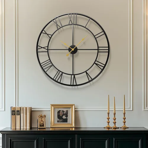 Vista 28 de Cuspin Reloj de pared de 24 pulgadas con engranajes, reloj de metal