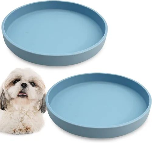 Vista 28 de Tazón de silicona poco profundo para perros, tazones de comida para gatos de 7 pulgadas, platos planos para cachorros, lindos platos para fatiga