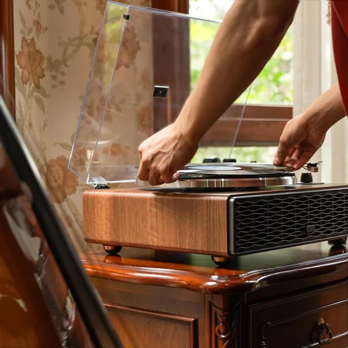 Vista 8 de Annesburg Reproductor de Discos de Vinilo, Tocadiscos Bluetooth con Altavoces Incorporados para Discos de Vinilo, Alta Fidelidad con Transmisión por