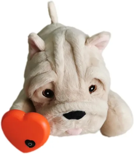Vista 11 de HonourHope Juguete de latido del corazón para perro para aliviar la ansiedad, juguete de felpa suave para mascotas, juguete calmante