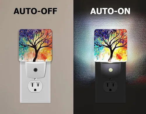 Vista 3 de WIRESTER Luz nocturna LED enchufable, lámpara con sensor automático del atardecer al amanecer para dormitorio, baño, cocina, pasillo, escaleras