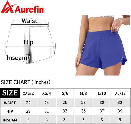 Vista 7 de Aurefin Pantalones cortos de correr 2 en 1 para mujer, pantalones cortos deportivos de cintura alta para mujer, ligeros, para entrenamiento, yoga