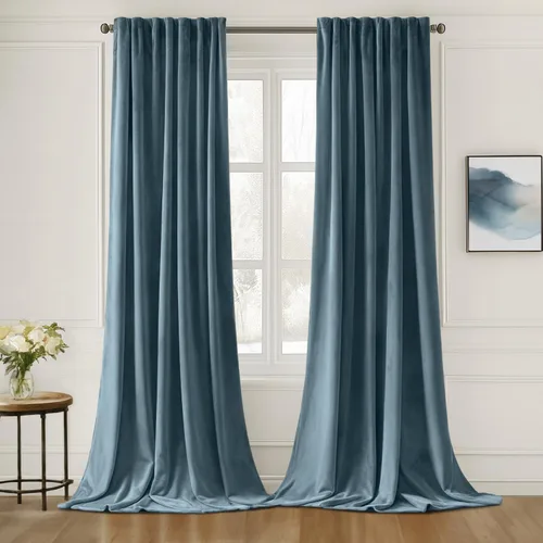 Vista 18 de MIULEE Cortinas de Terciopelo Negro de 84 Pulgadas de Largo 2 Paneles - Cortinas de Ventana con Pliegues Pinzados de Lujo que Oscurecen