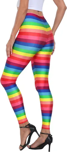 Vista 6 de HDE Leggings de entrenamiento con diseño de moda. Divertidos estampados impresos con gráficos de moda