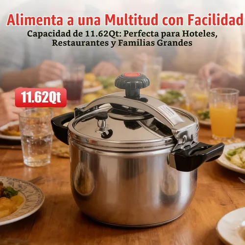 Vista 2 de Olla a presión de 11.62 cuartos de galón, olla a presión de acero inoxidable de gran capacidad con válvulas dobles, olla de estofado a presión