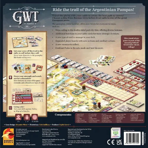 Vista 3 de Great Western Trail - Juego de mesa Argentina de segunda edición - Aventura de ganado en la pampa! Juego de estrategia para niños y adultos, mayores