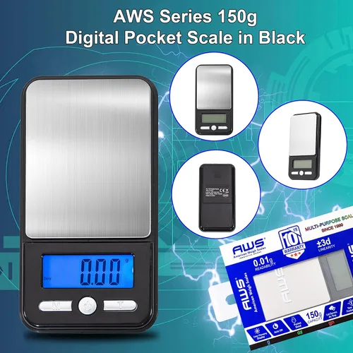 Vista 4 de Báscula digital de bolsillo AMERICAN WEIGH SCALES SERIE AC 150g x 0.01g Mini báscula de gramos de alta precisión de 0.001g de precisión