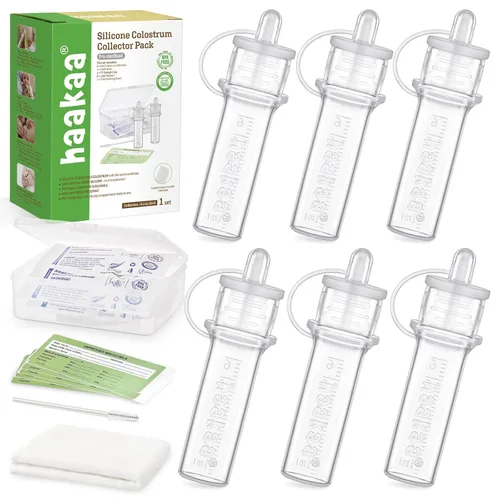 Vista 11 de Kit de colector de calostro haakaa, colector de leche materna con paño de algodón, toallitas y estuche de almacenamiento, listo para usar