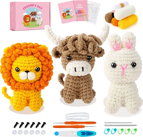 Vista 10 de Kit de ganchillo para principiantes, kit de iniciación de ganchillo de fuego de 4 piezas Emotional Positive Support Beginner Crochet Kits for