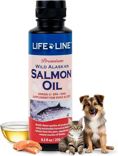Vista 7 de Life Line - Aceite de salmón salvaje de Alaska para perros y gatos Suplemento de aceite de pescado omega-3 para la salud de la piel, pelaje