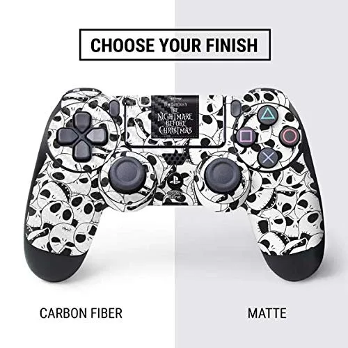 Vista 4 de Skinit Decal Gaming Skin Compatible with PS4 Controller - Officially Licensed Disney The Nightmare Before Christmas Jack Skellington Pattern Design