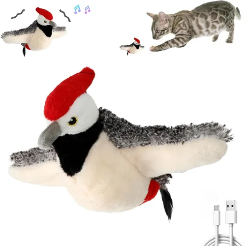 Vista 7 de Juguetes interactivos para gatos, recargables, activados por el tacto, hierba gatera, juguetes de pájaros chirridos para gatos y gatitos