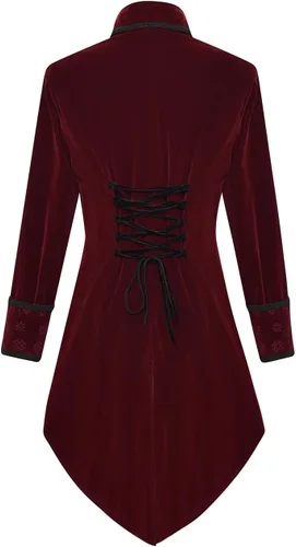 Vista 3 de Chaqueta pirata estilo gótico victoriano vintage para mujer, abrigo largo steampunk