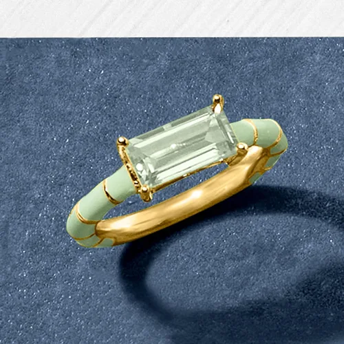 Vista 4 de Ross-Simons Gemstone and Enamel Ring in 18kt Gold Over Sterling
