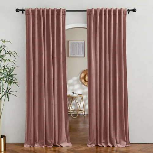 Vista 47 de RYB HOME Cortinas 100% opacas de terciopelo blanco para dormitorio, pestaña trasera y bolsillo para barra, aislamiento térmico, cortinas