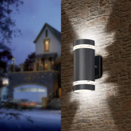 Vista 3 de Luces LED de pared para exteriores, arriba y abajo., Negro
