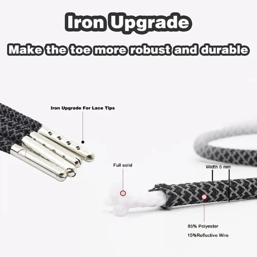 Vista 4 de Sport Round Shoe Laces Reflective, for ShoesBoots 9 Different Lengths Thick 6