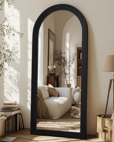 Vista 26 de Espejo de longitud completa, espejo de madera de 71" × 32" con soporte, espejo de piso de madera, espejos de pie de gran tamaño, espejos de pared