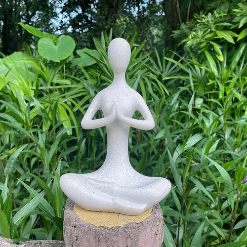 Vista 3 de Figura de yoga para el hogar, estatua de yoga budista zen, escultura de estatua de yoga Namaste, decoración interior y exterior para cumpleaños, día