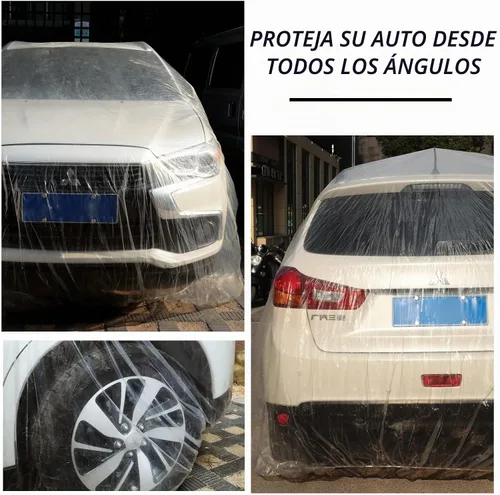 Vista 4 de Tallew 4 piezas Cubierta universal de plástico para coche 12.5 x 21.7 pies Desechable impermeable cubierta exterior completa con banda elástica