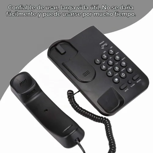 Vista 4 de Teléfono fijo, soporte de pared de escritorio con cable, teléfono de extensión inglés con silencio/una, función de redireccionamiento/flash