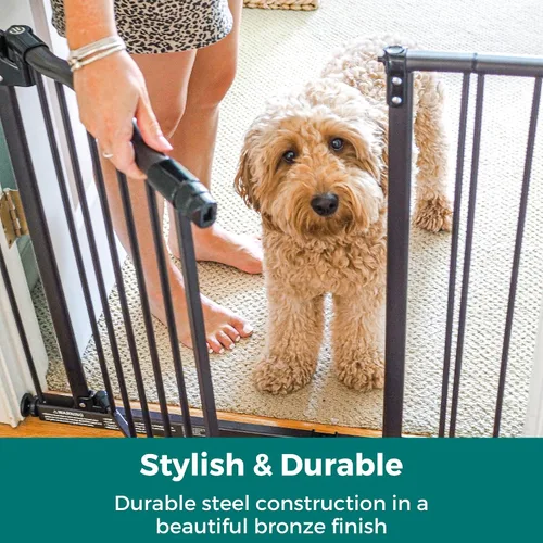 Vista 5 de MYPET Extensión de puerta de arco Windsor: extensión de puerta para mascotas de 13.5 pulgadas; añade hasta 3 extensores, bronce mate