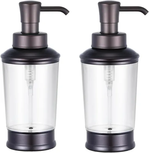 Vista 9 de Paquete de 2 botellas redondas Boston de vidrio ámbar de 16 onzas con tapas de policarbonato herméticas negras, recipientes de vidrio reutilizables