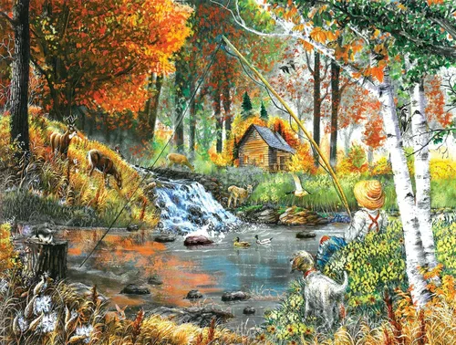 Vista 3 de SUNSOUT INC - Fishing Companions - Rompecabezas de 500 piezas por artista: Ed Wargo - Tamaño acabado 18" x 24" - MPN # 52317
