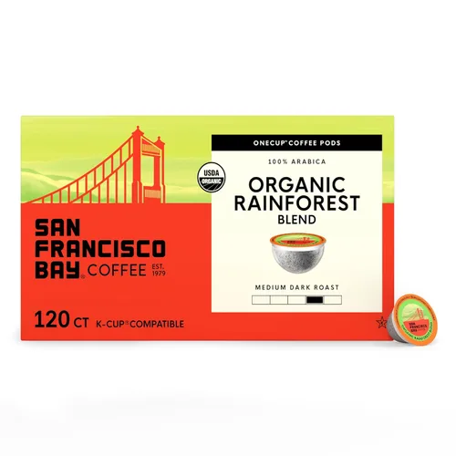 Vista 10 de SF Bay Coffee Organic Rainforest Blend, 12 unidades, Cápsulas de café compostables, tostado medio, compatible con K Cup incluyendo Keurig