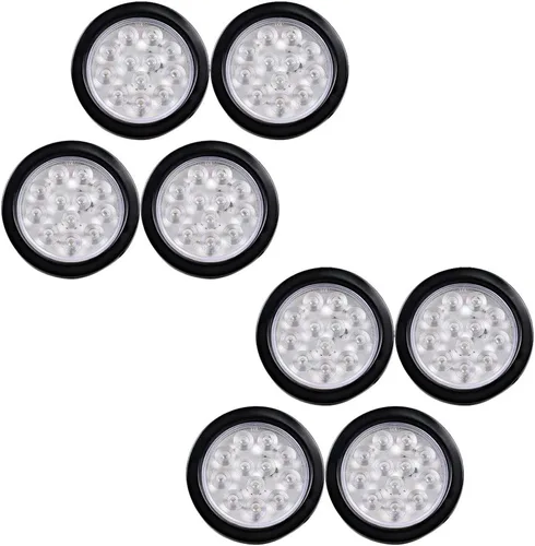 Vista 45 de Kit de tapones de cableado con cubierta de hule para luz trasera LED redonda de 4", 12 ledes, para RV, camioneta