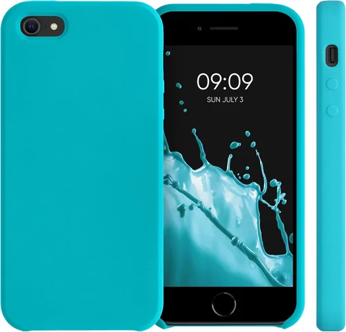 Vista 4 de kwmobile Funda Compatible con Apple iPhone SE (1.Gen 2016) / iPhone 5 / iPhone 5S Funda - Cubierta de Teléfono de Silicona TPU Suave - Cool Glacier