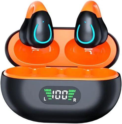 Vista 8 de Auriculares inalámbricos de oreja abierta Bluetooth con clip en mini auriculares estuche de carga para auriculares deportivos de conducción ósea