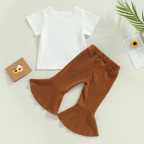 Vista 18 de Conjunto de ropa de bebé occidental para niñas, con estampado de vaca, pantalón y diadema