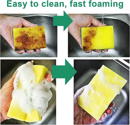 Vista 5 de Esponjas de limpieza de cocina, esponjas de limpieza a granel, esponjas para lavar platos que no rayan, almohadilla para fregar, esponja para platos
