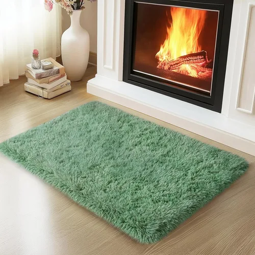 Vista 17 de Mugorn - Alfombras suaves y esponjosas de 2 x 3 pies para el hogar, alfombra pequeña con 4 mallas antideslizantes, color negro, 2 x 3 pies