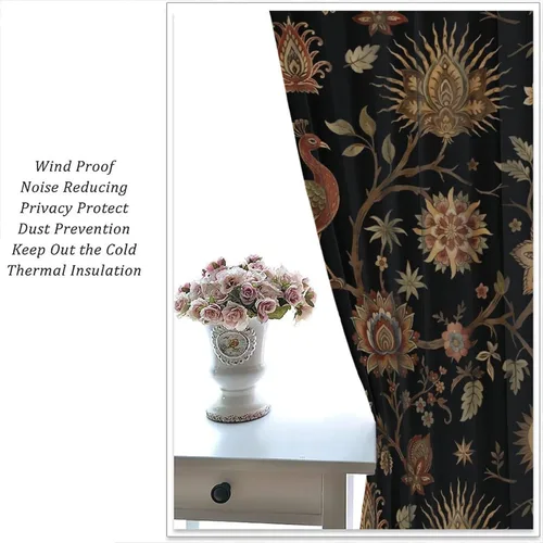 Vista 136 de Cortinas opacas con estampado de flores de cachemira, estampado de cachemira sobre fondo blanco, para decoración del hogar, cocina, restaurante