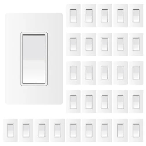 Vista 22 de ThunderWay - Interruptor de luz para decoración de 3 vías con placas de pared, 15 A 120/277 V, interruptores basculantes de pared Decora de tres