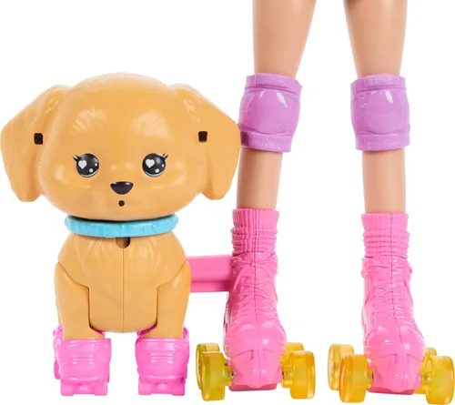 Vista 4 de Barbie Mascotas Patinar y Correr Cachorro Rubia Muñeca Rubio